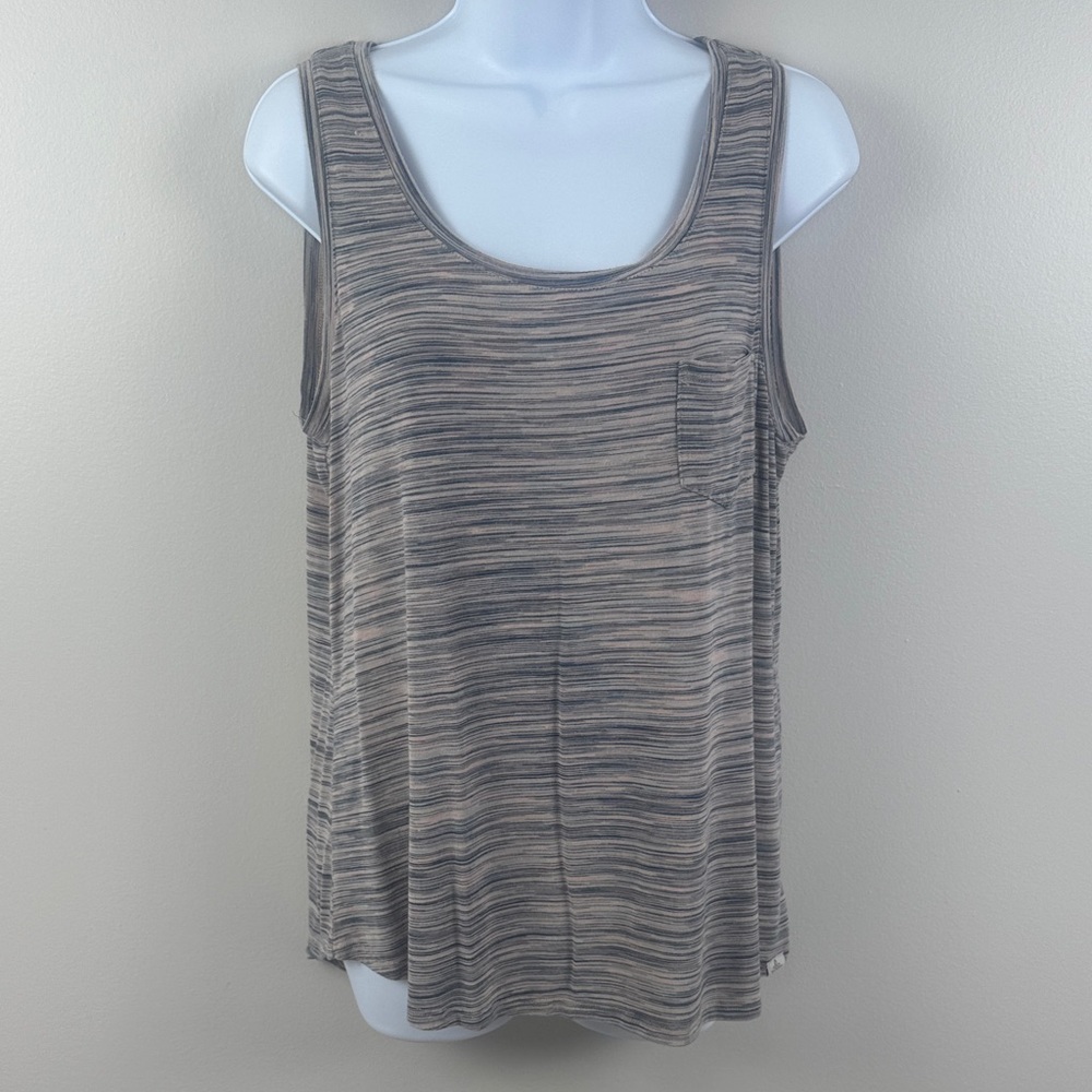Prana Striped Gray Sleeveless Top - L